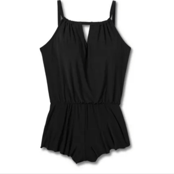 Women's High Neck Swim Romper with Pockets One Piece Swimsuit - Aqua Green® - Picture 3 of 4